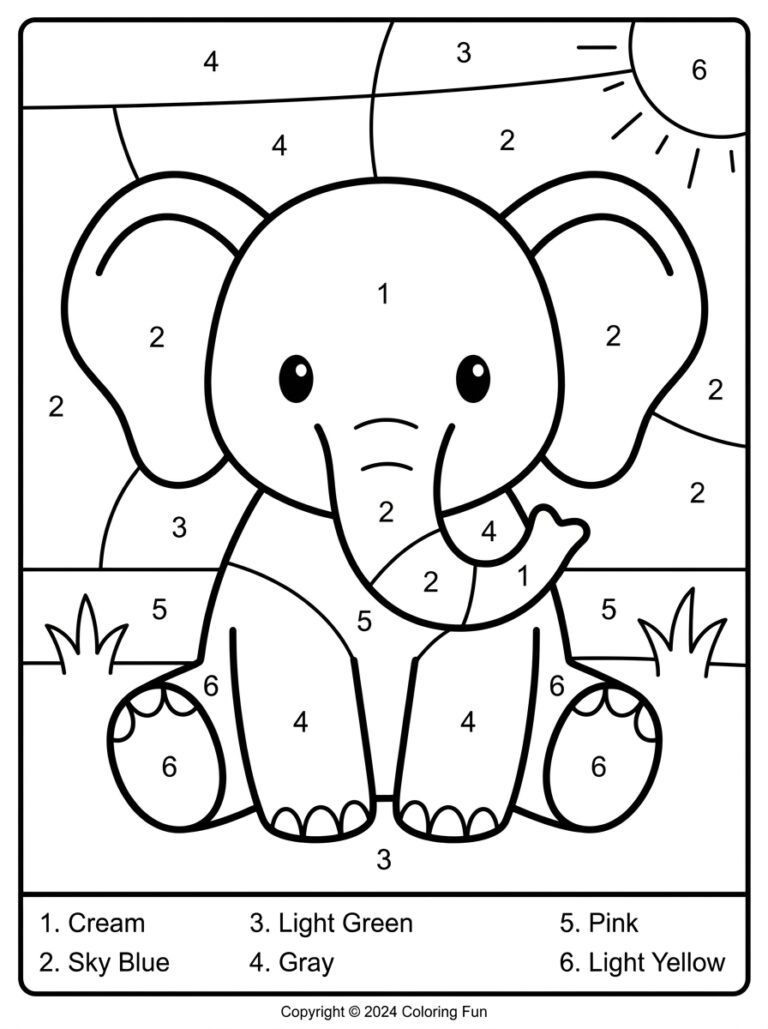 Kleuren op Nummer kleurplaat 18 - gratis printable om te printen
