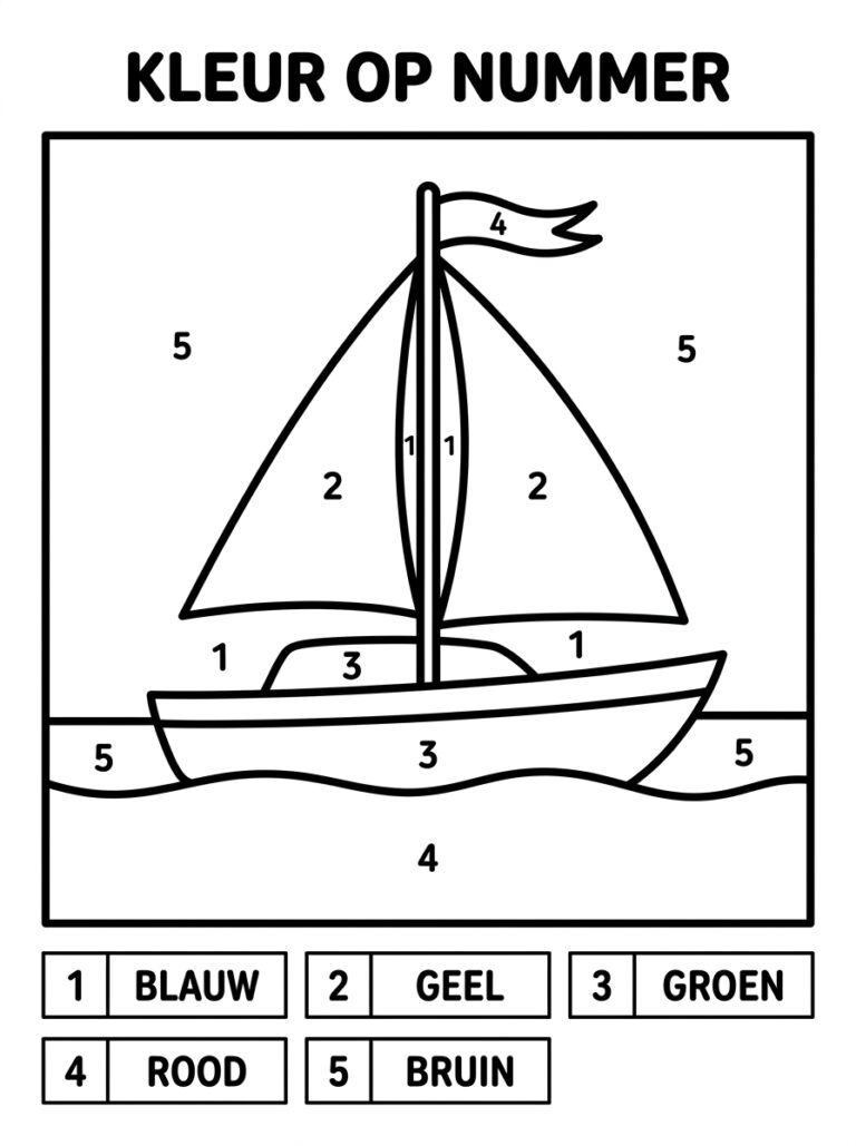 Kleuren op Nummer kleurplaat 25 - gratis printable om te printen