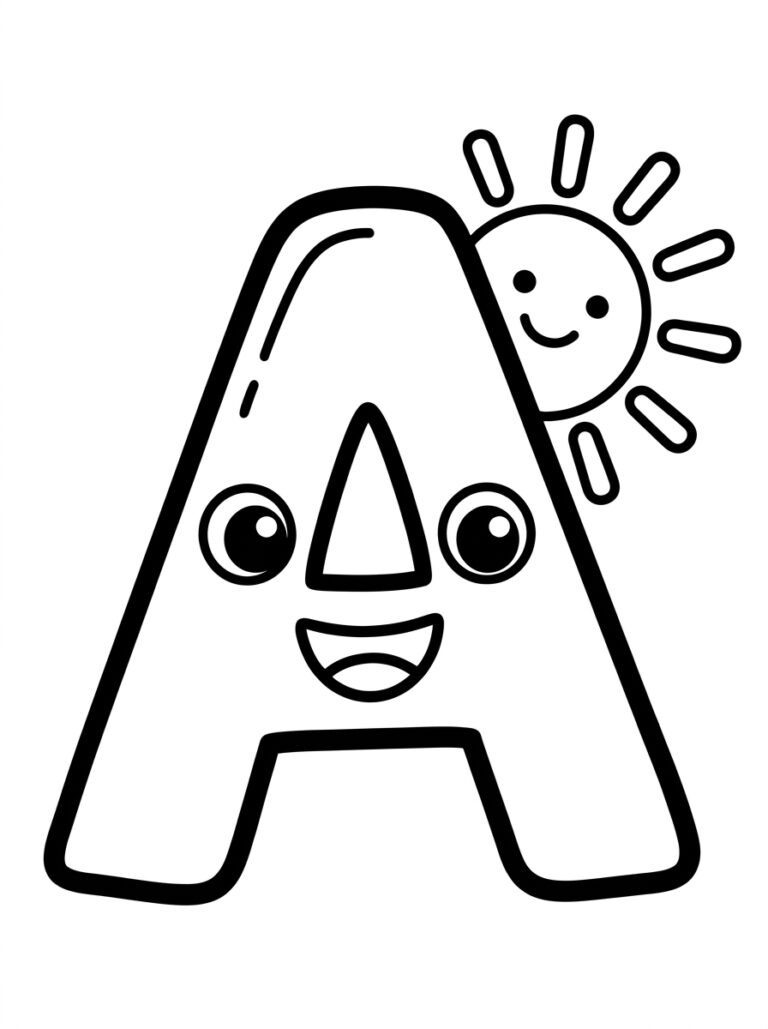 Letter A kleurplaat 01 - gratis printable om te printen