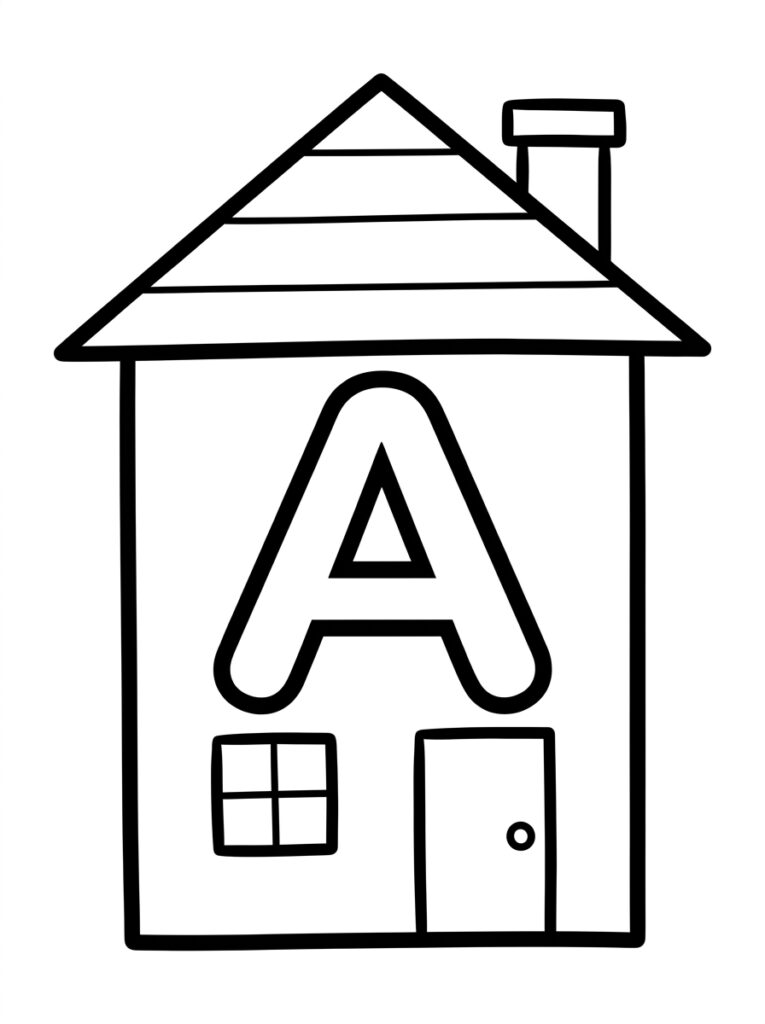 Letter A kleurplaat 03 - gratis printable om te printen