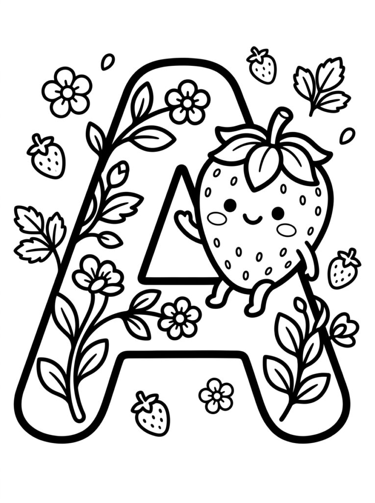Letter A kleurplaat 07 - gratis printable om te printen