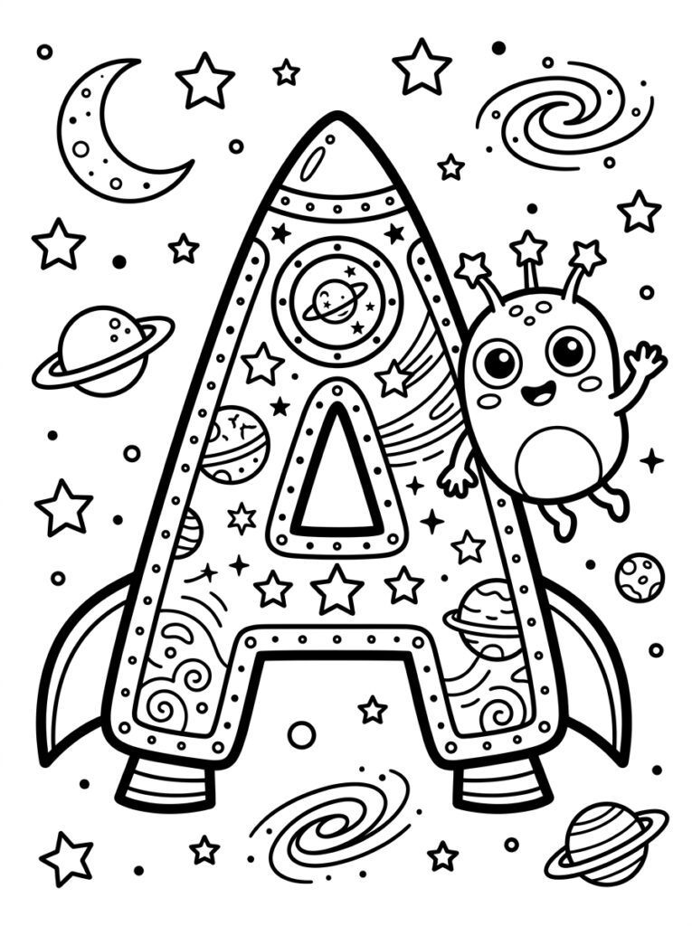 Letter A kleurplaat 11 - gratis printable om te printen