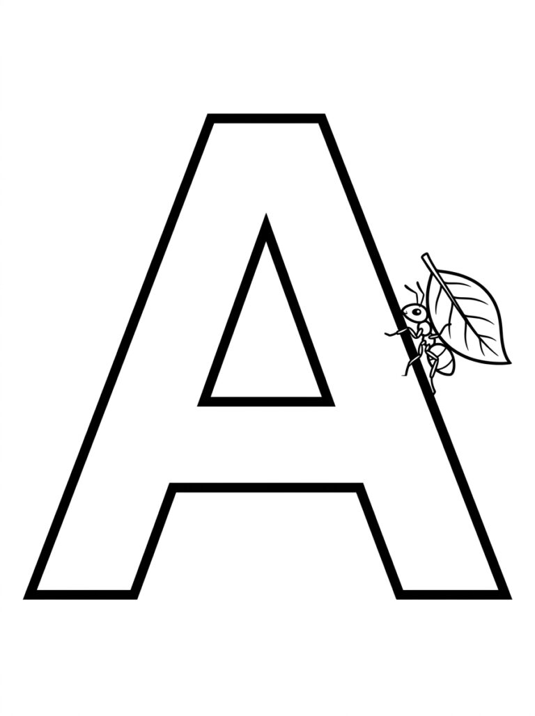 Letter A kleurplaat 12 - gratis printable om te printen