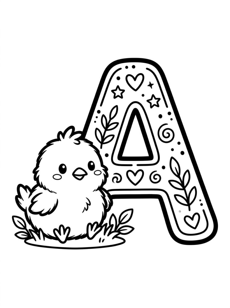 Letter A kleurplaat 14 - gratis printable om te printen