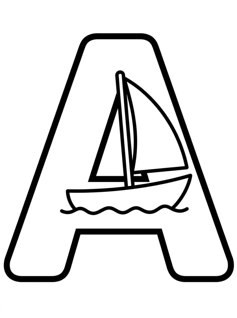 Letter A kleurplaat 16 - gratis printable om te printen