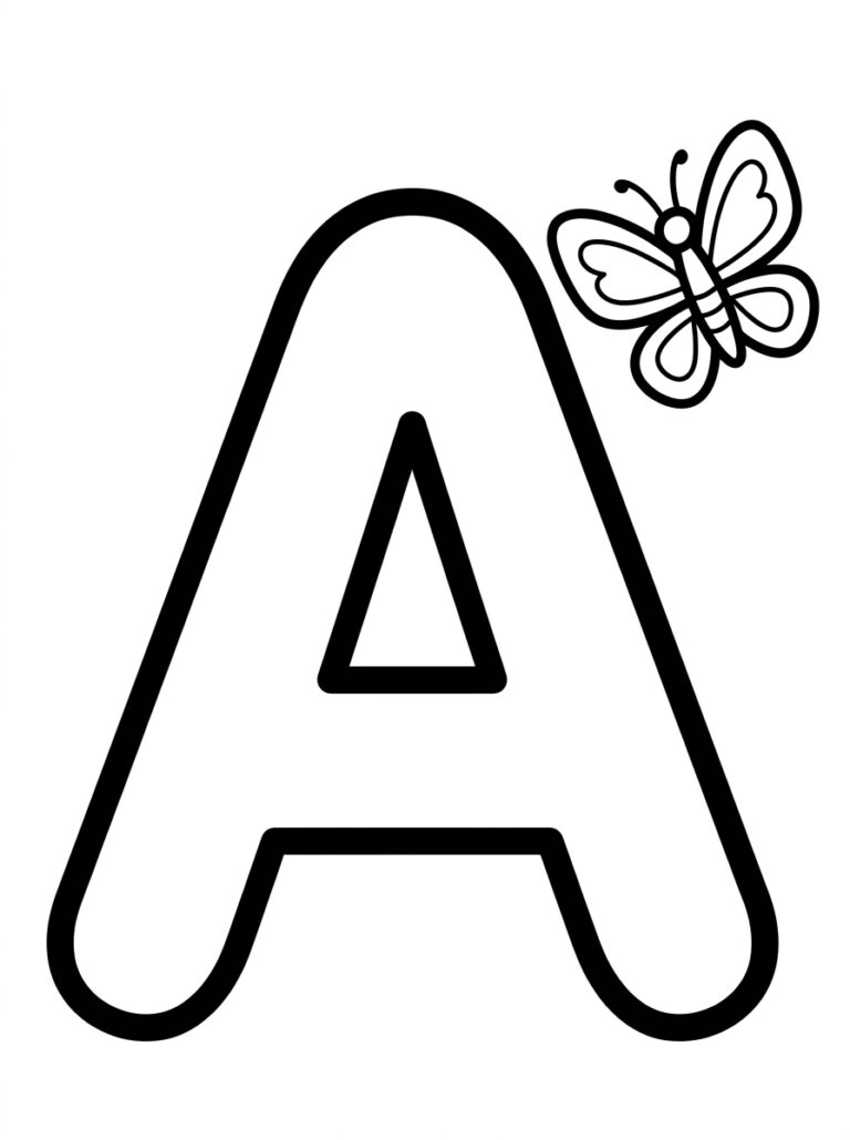 Letter A kleurplaat 17 - gratis printable om te printen