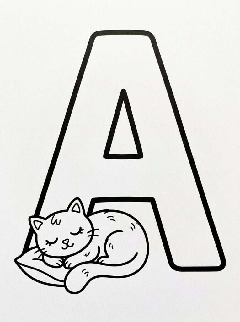 Letter A kleurplaat 18 - gratis printable om te printen