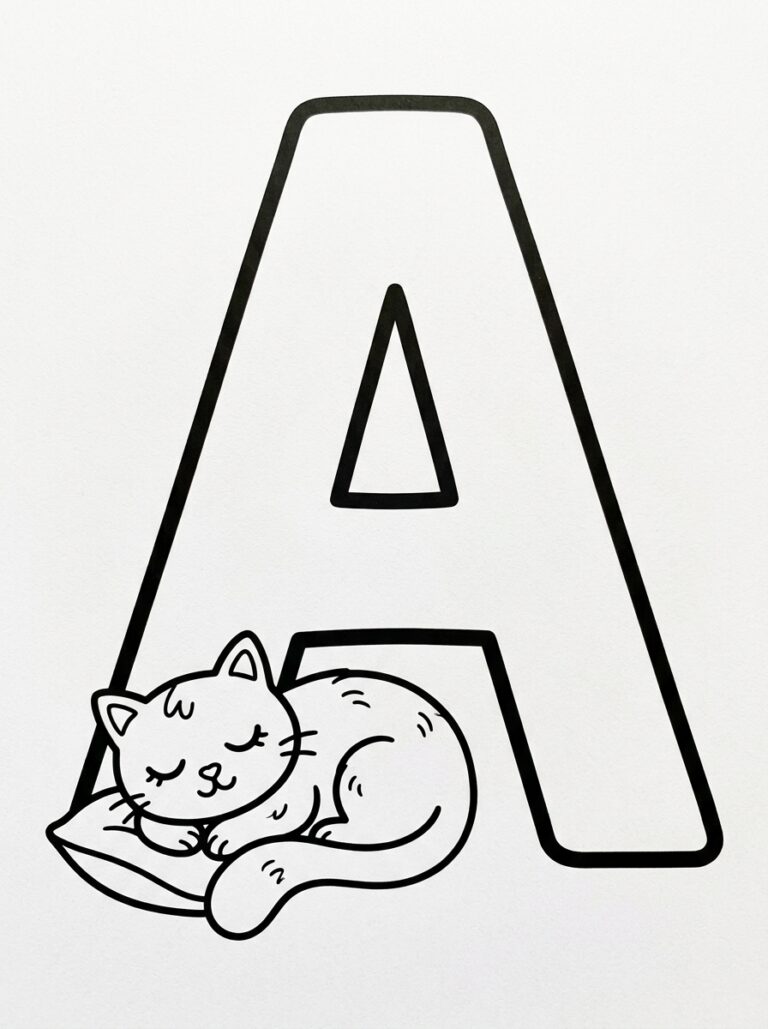 Letter A kleurplaat 18 - gratis printable om te printen