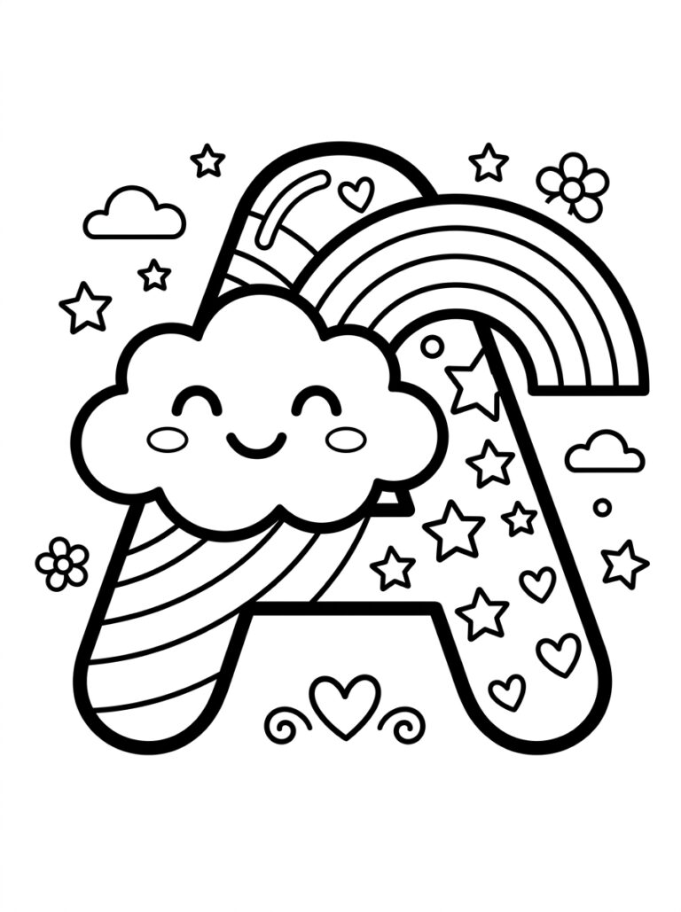 Letter A kleurplaat 19 - gratis printable om te printen