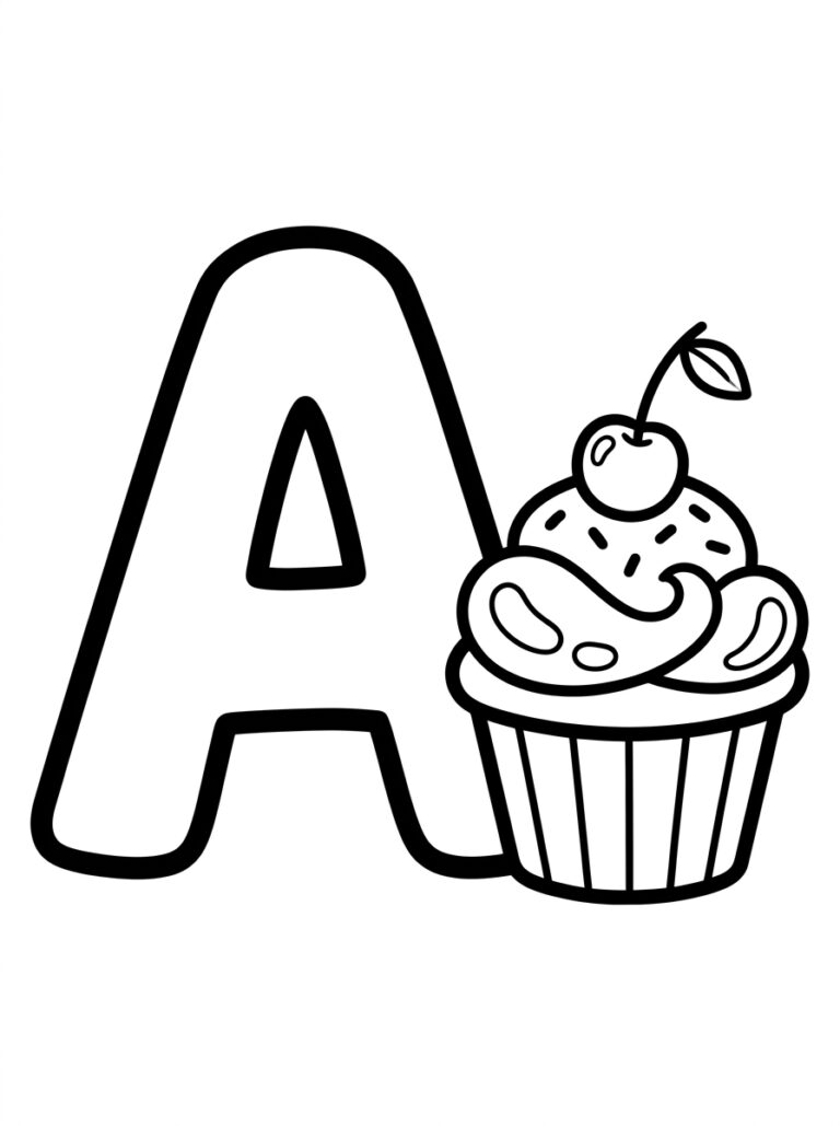 Letter A kleurplaat 20 - gratis printable om te printen