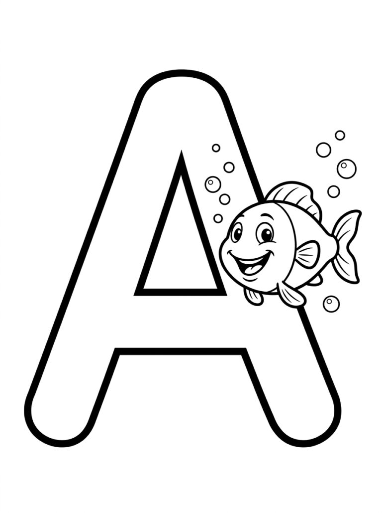 Letter A kleurplaat 22 - gratis printable om te printen