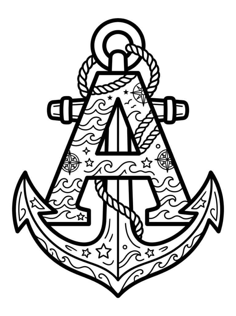 Letter A kleurplaat 24 - gratis printable om te printen