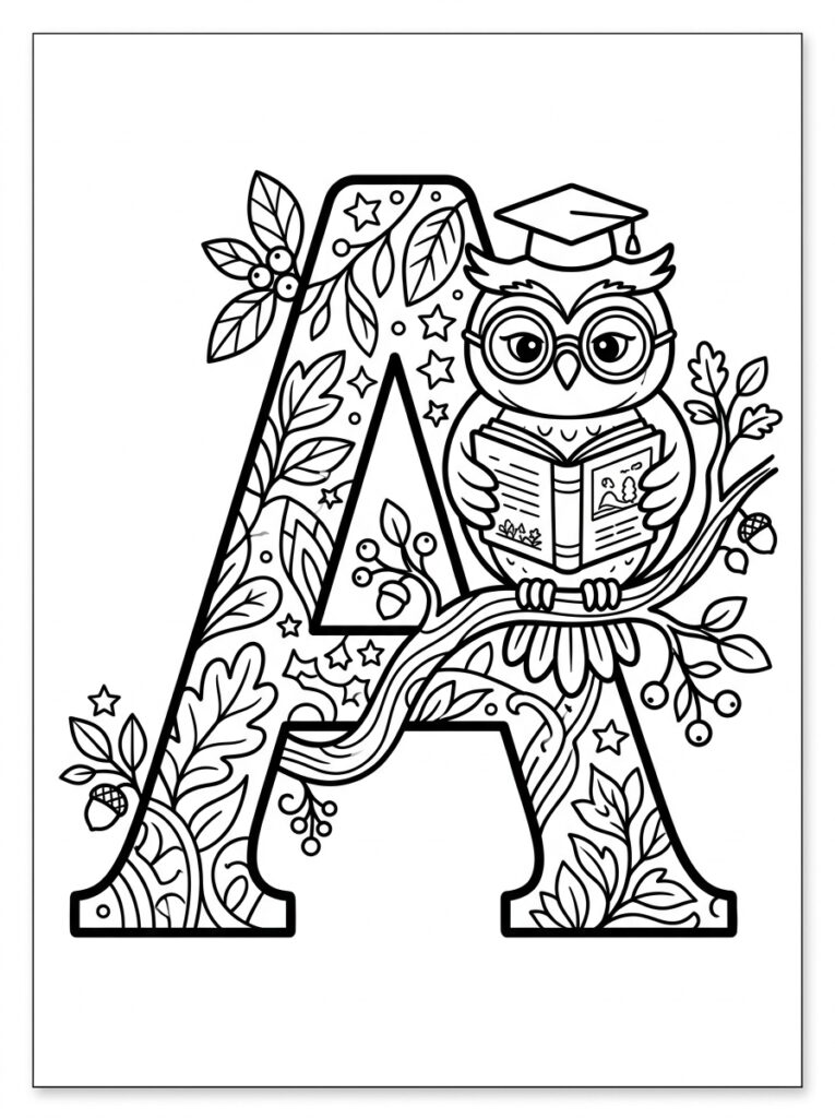 Letter A kleurplaat 25 - gratis printable om te printen