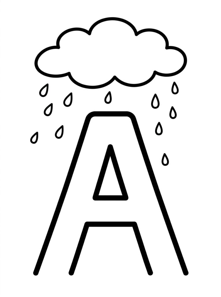 Letter A kleurplaat 27 - gratis printable om te printen
