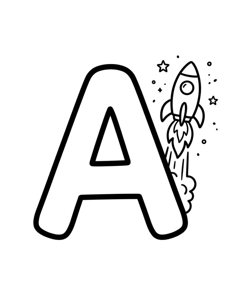 Letter A kleurplaat 28 - gratis printable om te printen