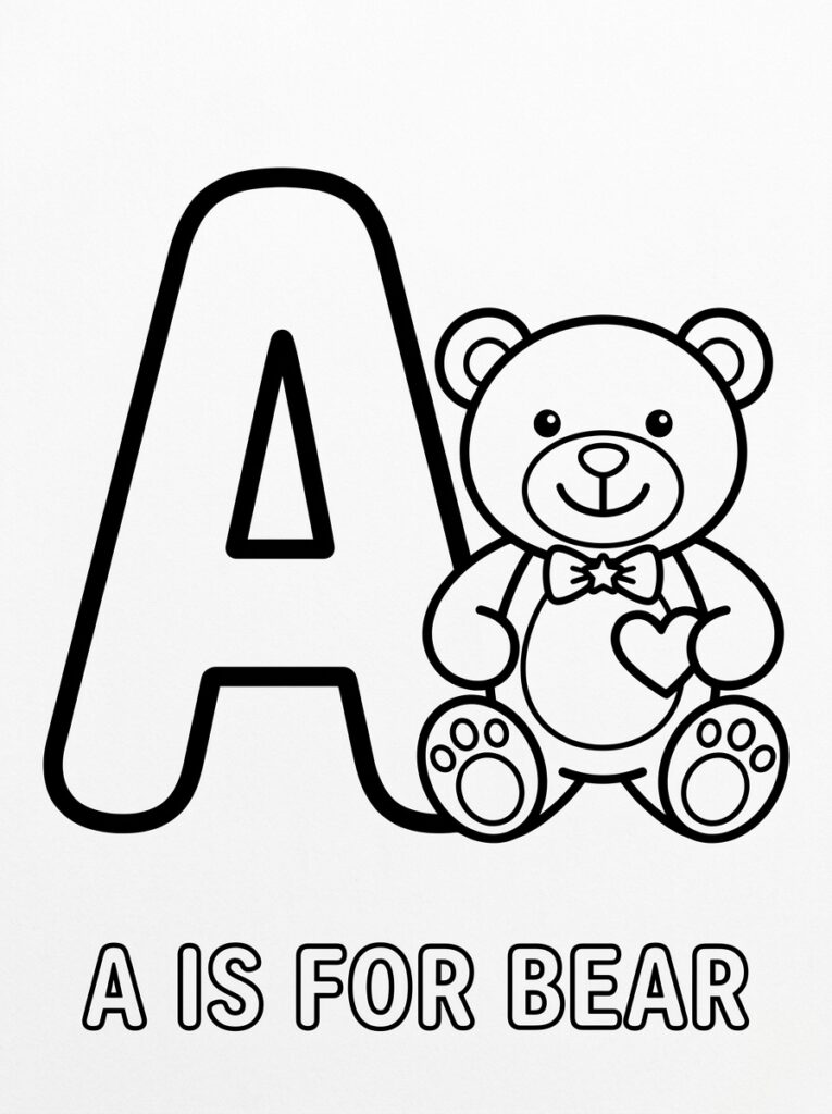 Letter A kleurplaat 31 - gratis printable om te printen