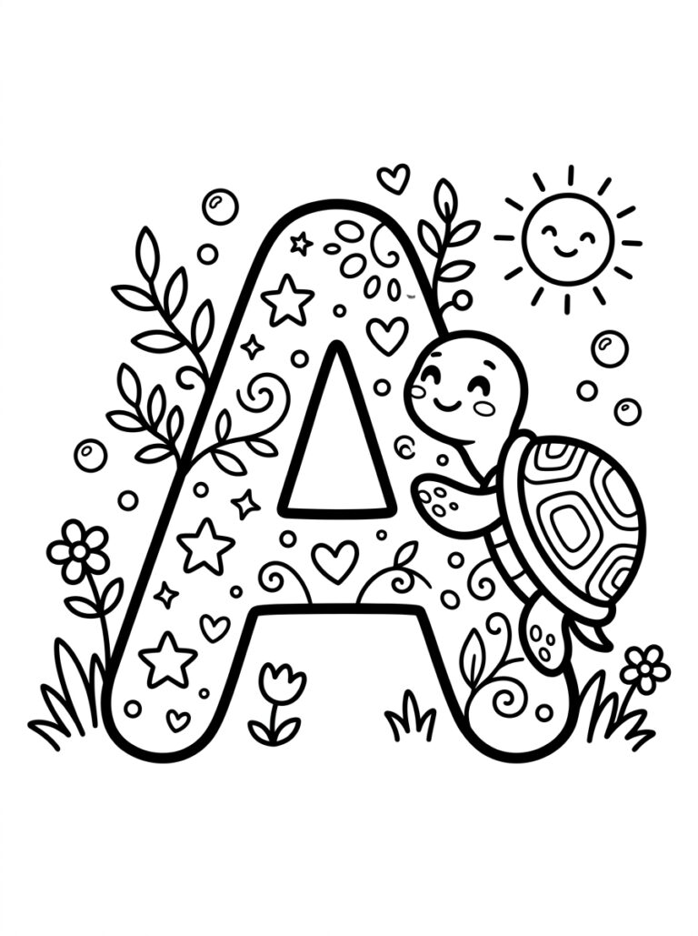 Letter A kleurplaat 32 - gratis printable om te printen