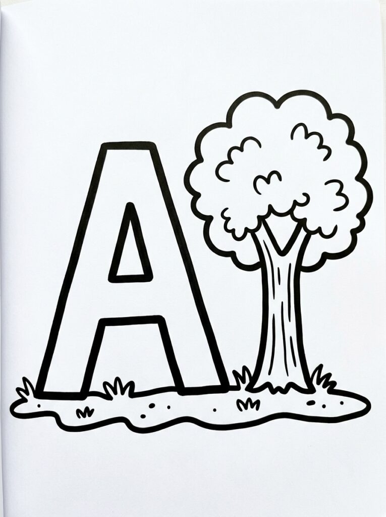 Letter A kleurplaat 33 - gratis printable om te printen