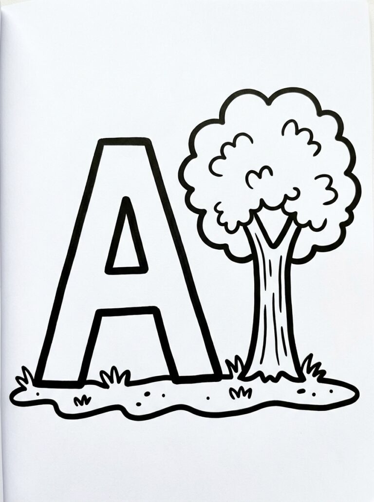 Letter A kleurplaat 33 - gratis printable om te printen