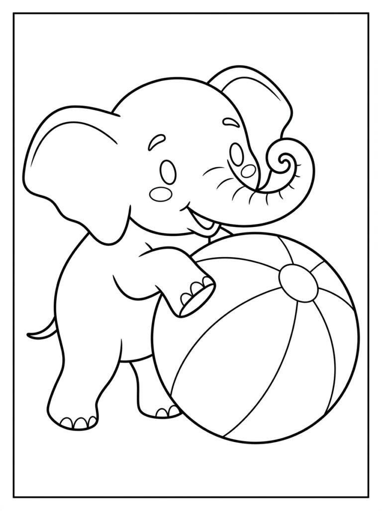 Olifant kleurplaat 04 - gratis printable om te printen
