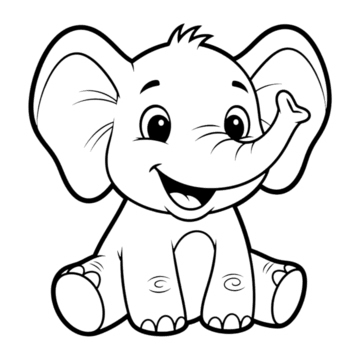 Olifant kleurplaat 09 - gratis printable om te printen