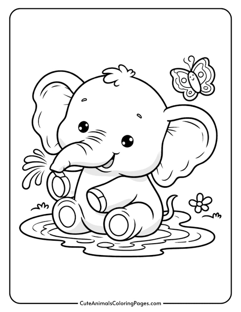Olifant kleurplaat 10 - gratis printable om te printen