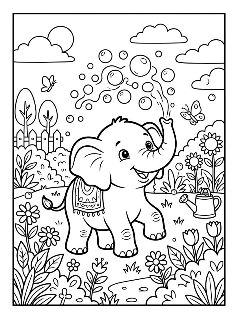 Olifant kleurplaat 11 - gratis printable om te printen