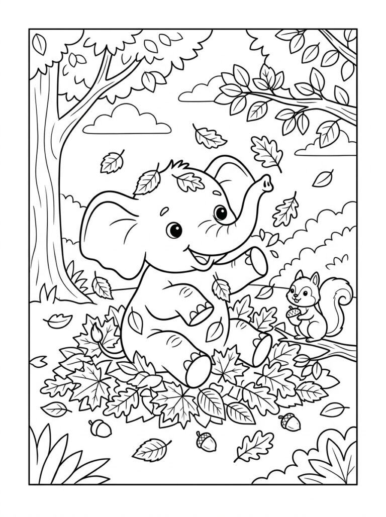 Olifant kleurplaat 13 - gratis printable om te printen