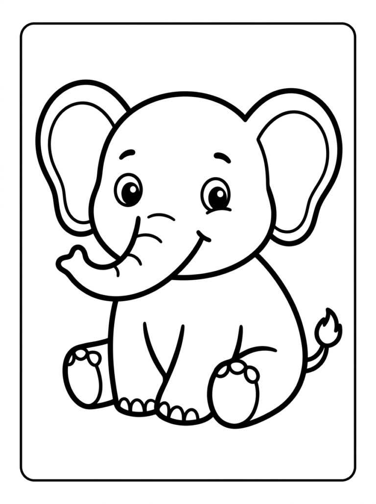 Olifant kleurplaat 14 - gratis printable om te printen