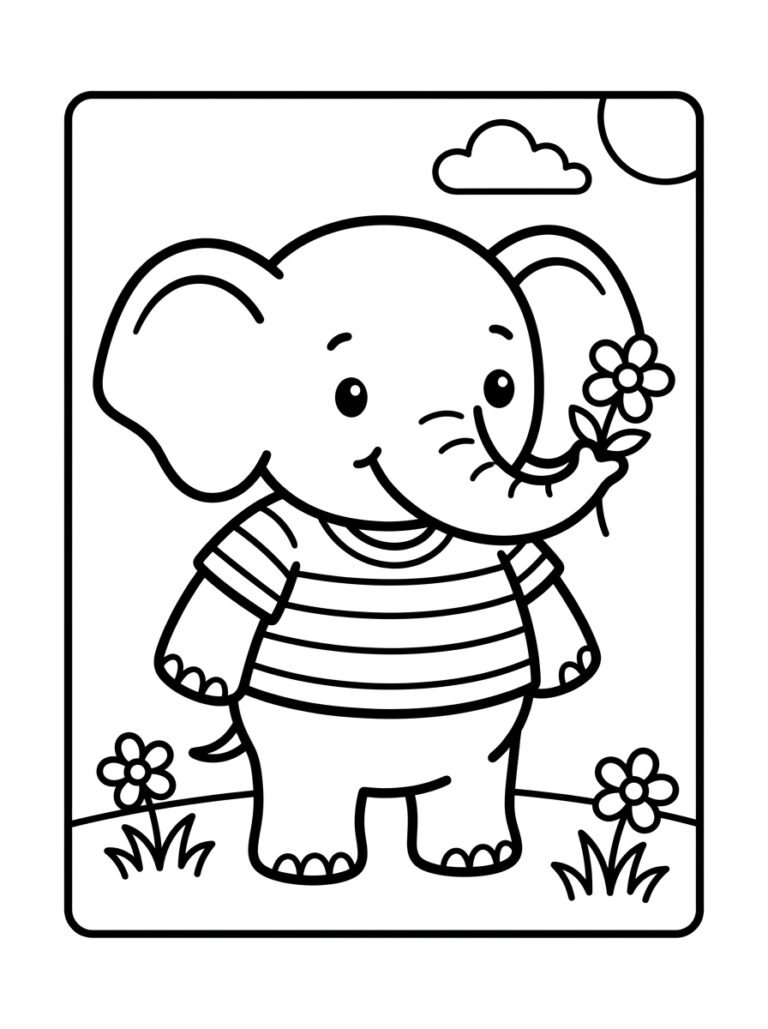 Olifant kleurplaat 15 - gratis printable om te printen