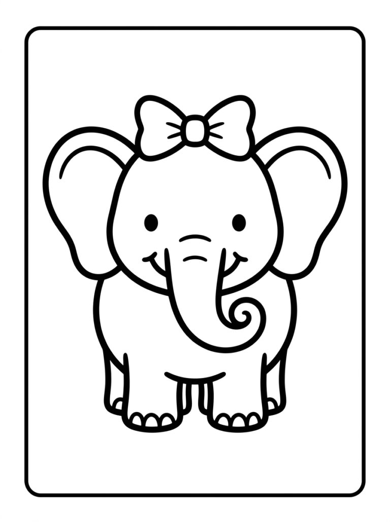 Olifant kleurplaat 16 - gratis printable om te printen