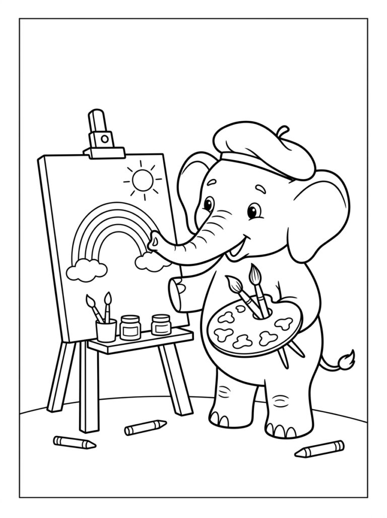 Olifant kleurplaat 17 - gratis printable om te printen