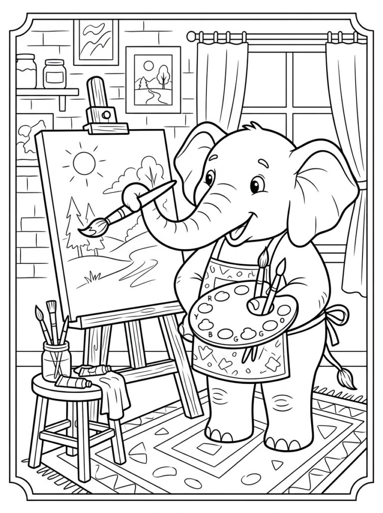 Olifant kleurplaat 18 - gratis printable om te printen