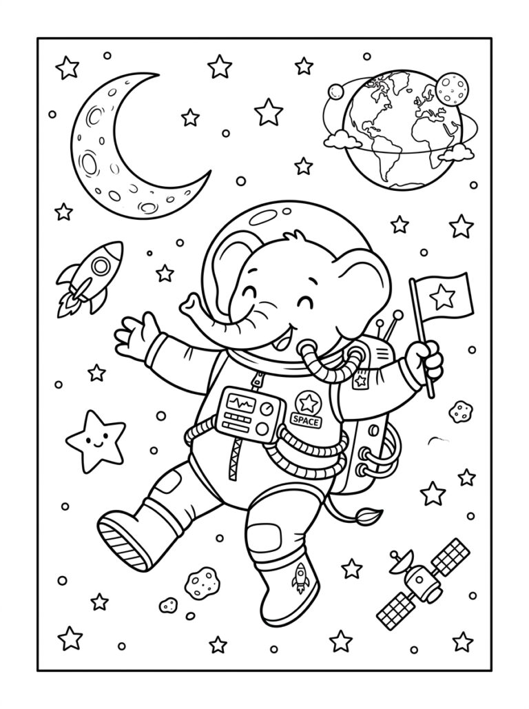Olifant kleurplaat 19 - gratis printable om te printen