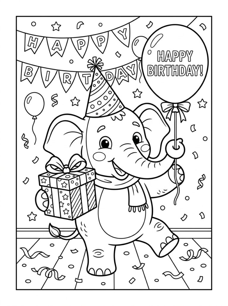 Olifant kleurplaat 20 - gratis printable om te printen
