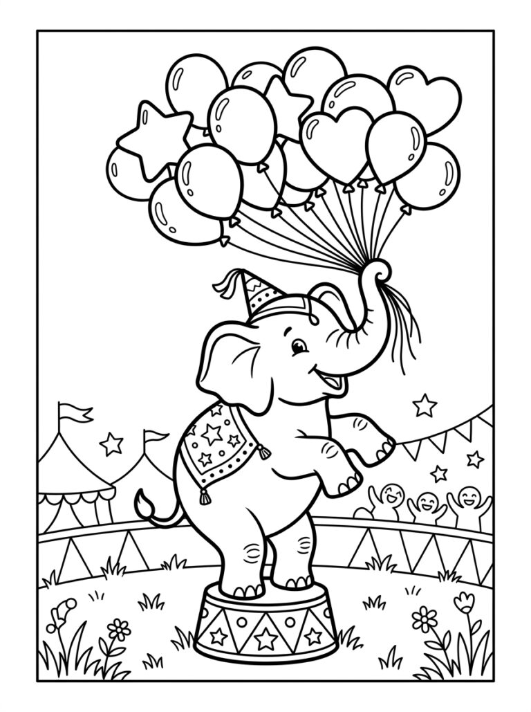 Olifant kleurplaat 22 - gratis printable om te printen