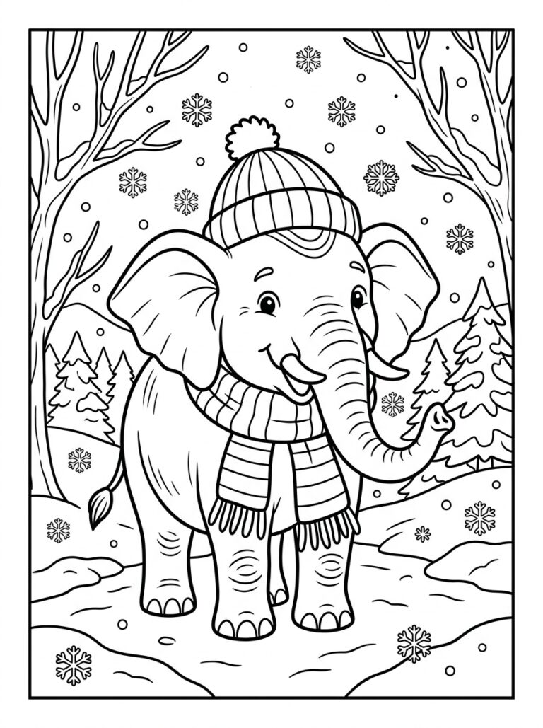 Olifant kleurplaat 23 - gratis printable om te printen