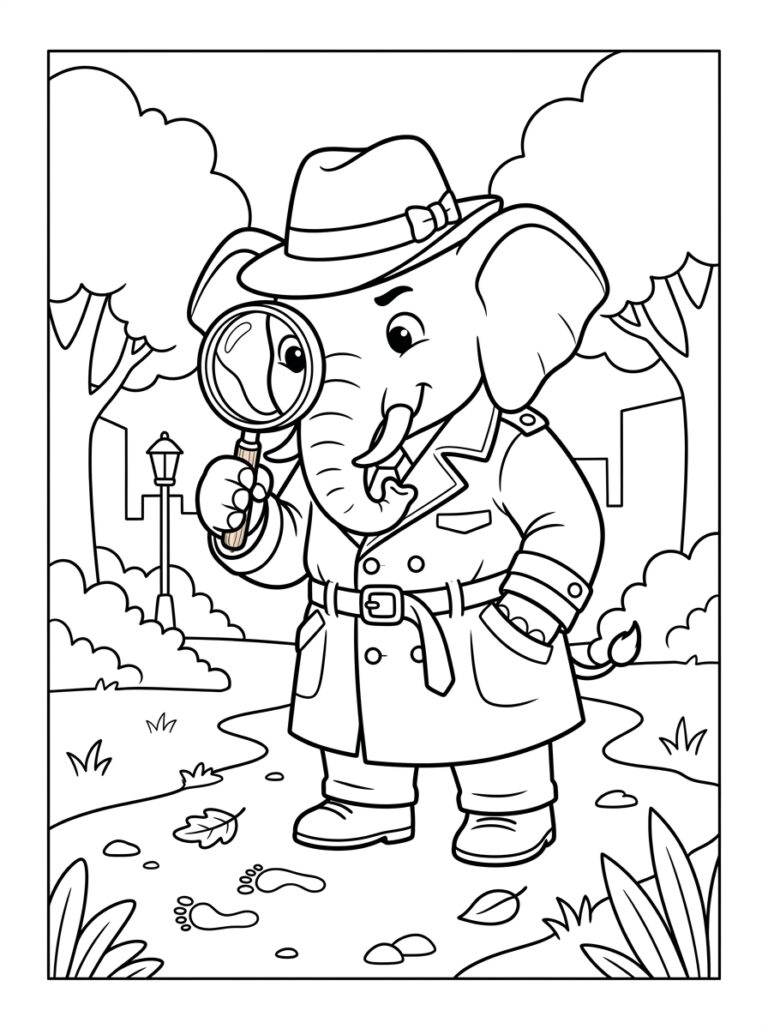 Olifant kleurplaat 24 - gratis printable om te printen