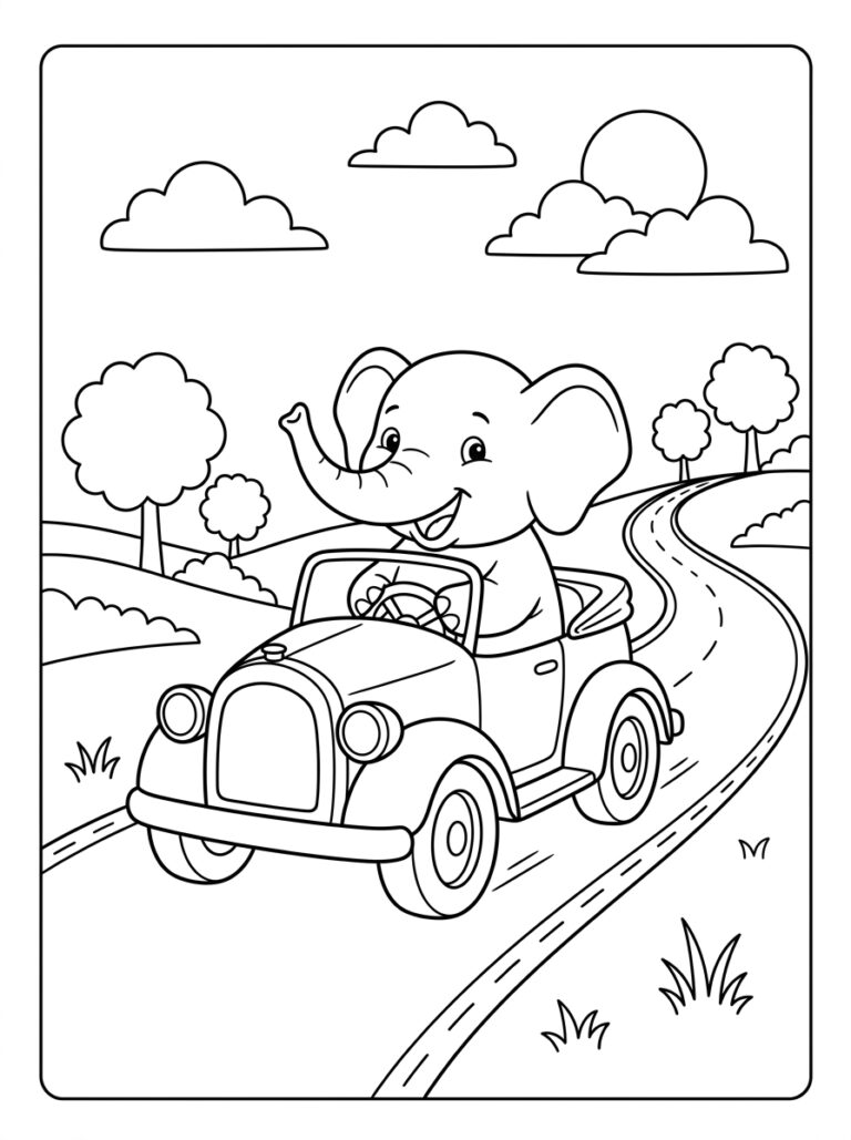 Olifant kleurplaat 25 - gratis printable om te printen