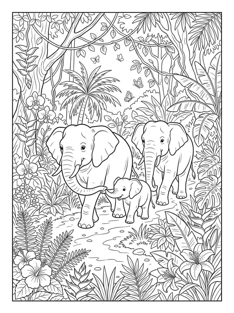 Olifant kleurplaat 26 - gratis printable om te printen