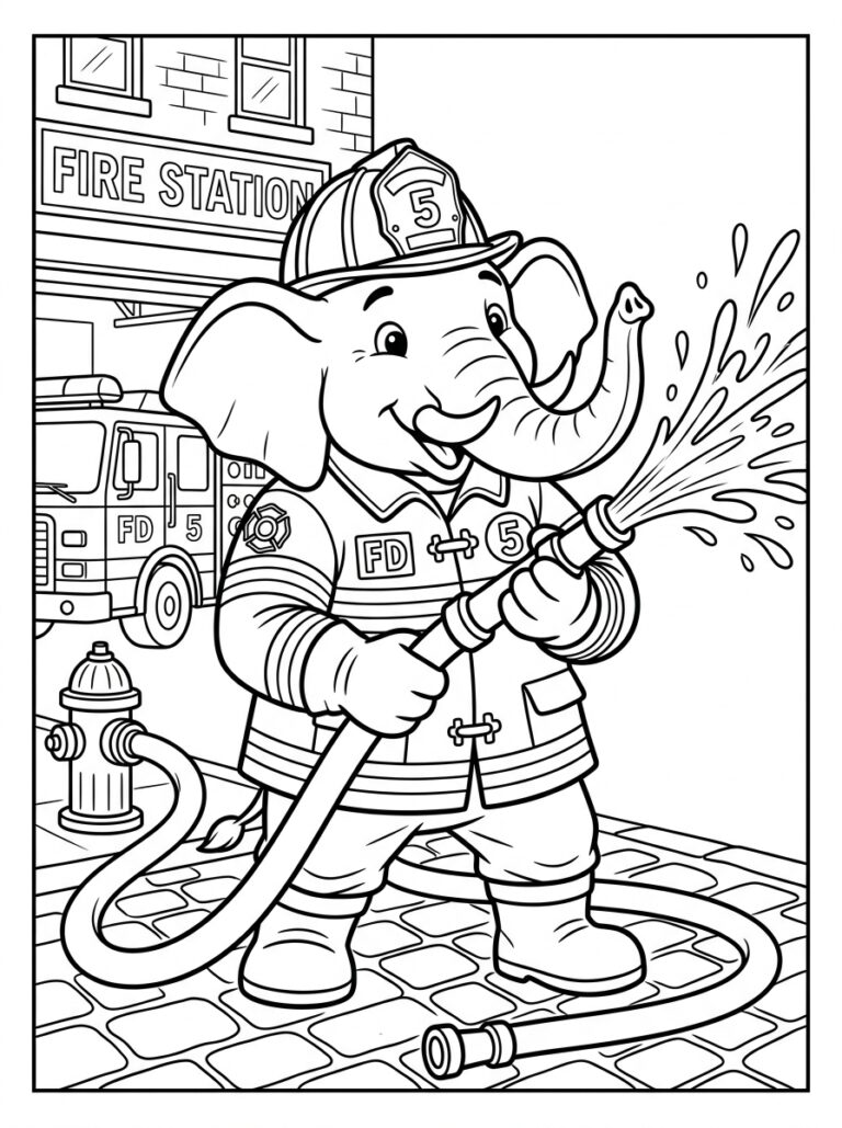 Olifant kleurplaat 27 - gratis printable om te printen