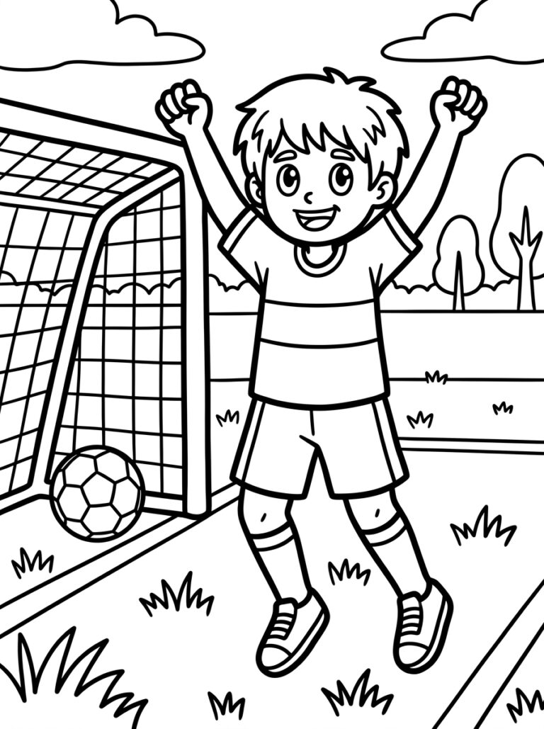 Voetbal kleurplaat 01 - gratis printable om te printen