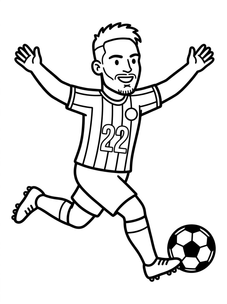 Voetbal kleurplaat 02 - gratis printable om te printen