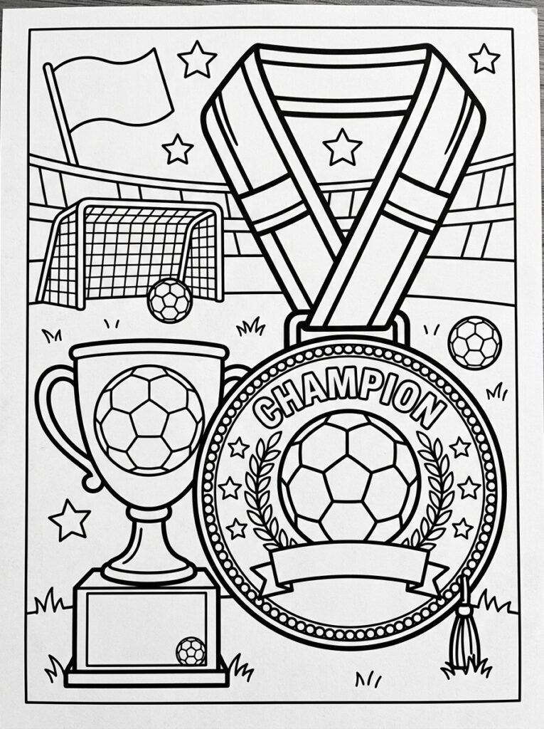 Voetbal kleurplaat 03 - gratis printable om te printen