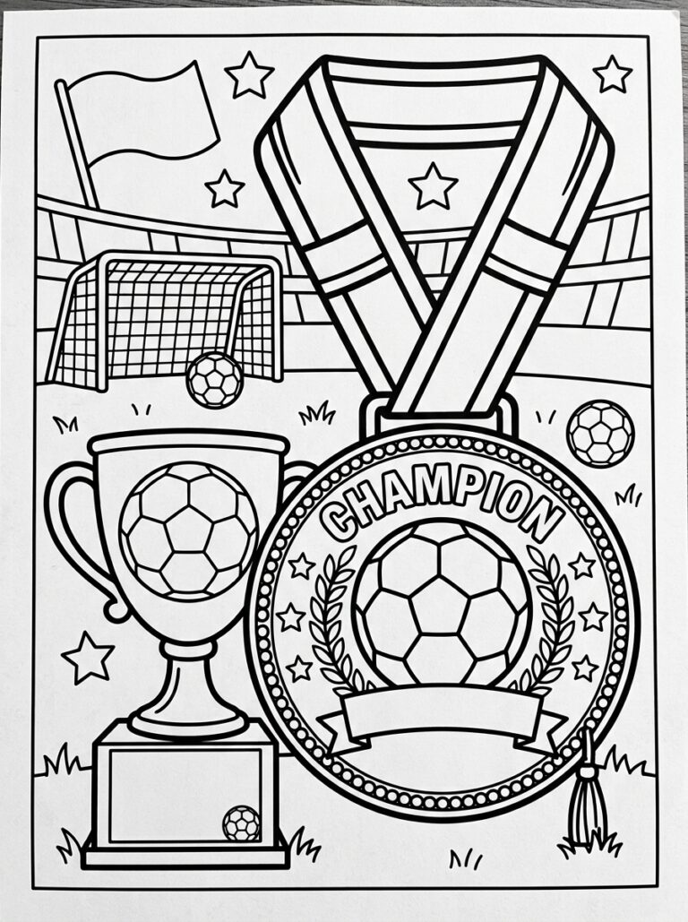 Voetbal kleurplaat 03 - gratis printable om te printen