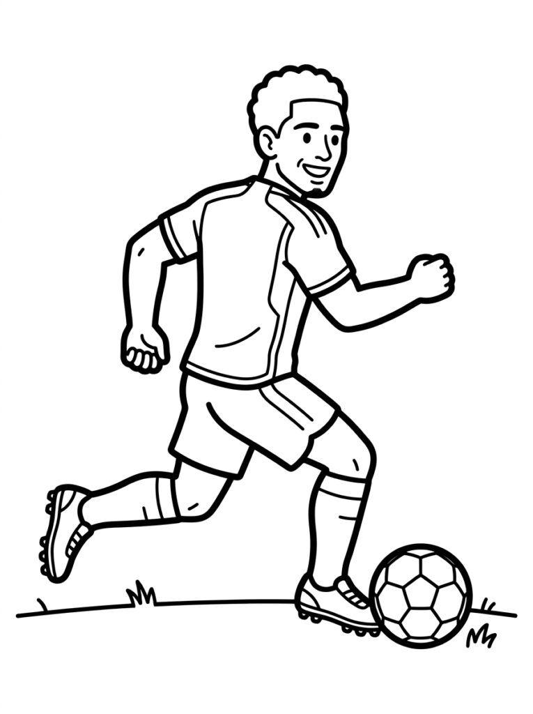 Voetbal kleurplaat 05 - gratis printable om te printen