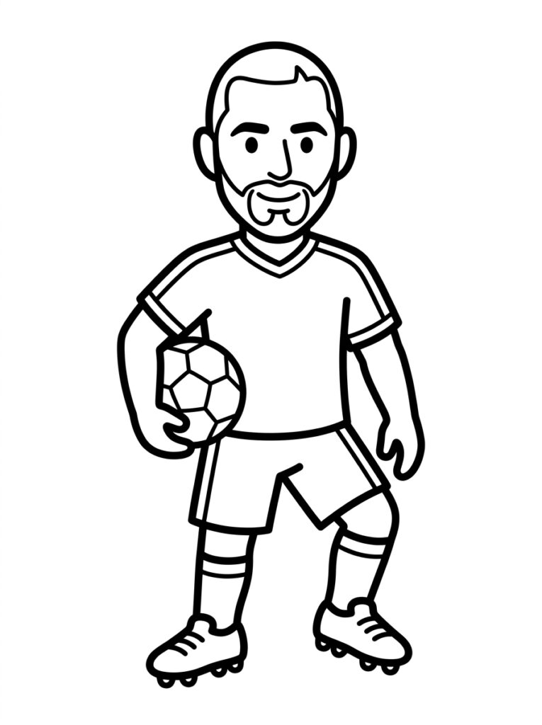 Voetbal kleurplaat 06 - gratis printable om te printen