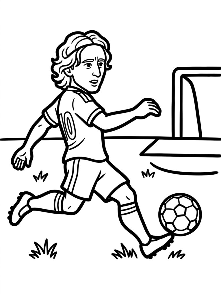 Voetbal kleurplaat 07 - gratis printable om te printen