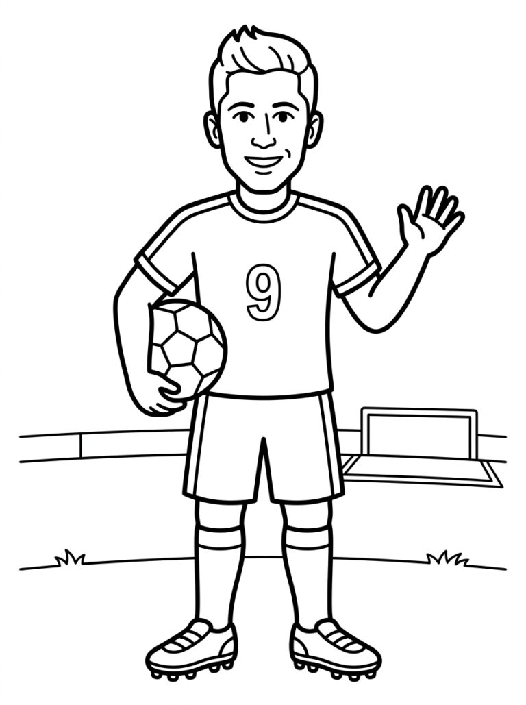Voetbal kleurplaat 19 - gratis printable om te printen